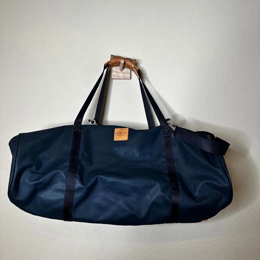 Jon Hart Design Large Duffle Bag Navy Coated Canvas Travel Gym Bag R.S.S.